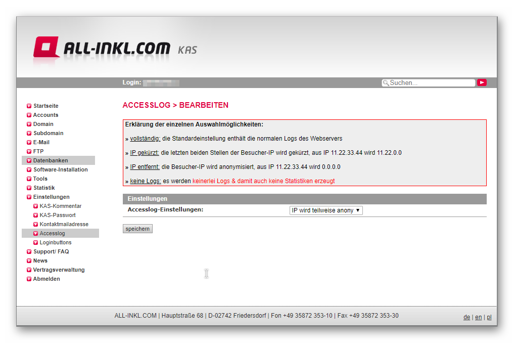 Accesslog bearbeiten