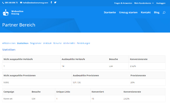 Webseitenumzug Partnerprogramm